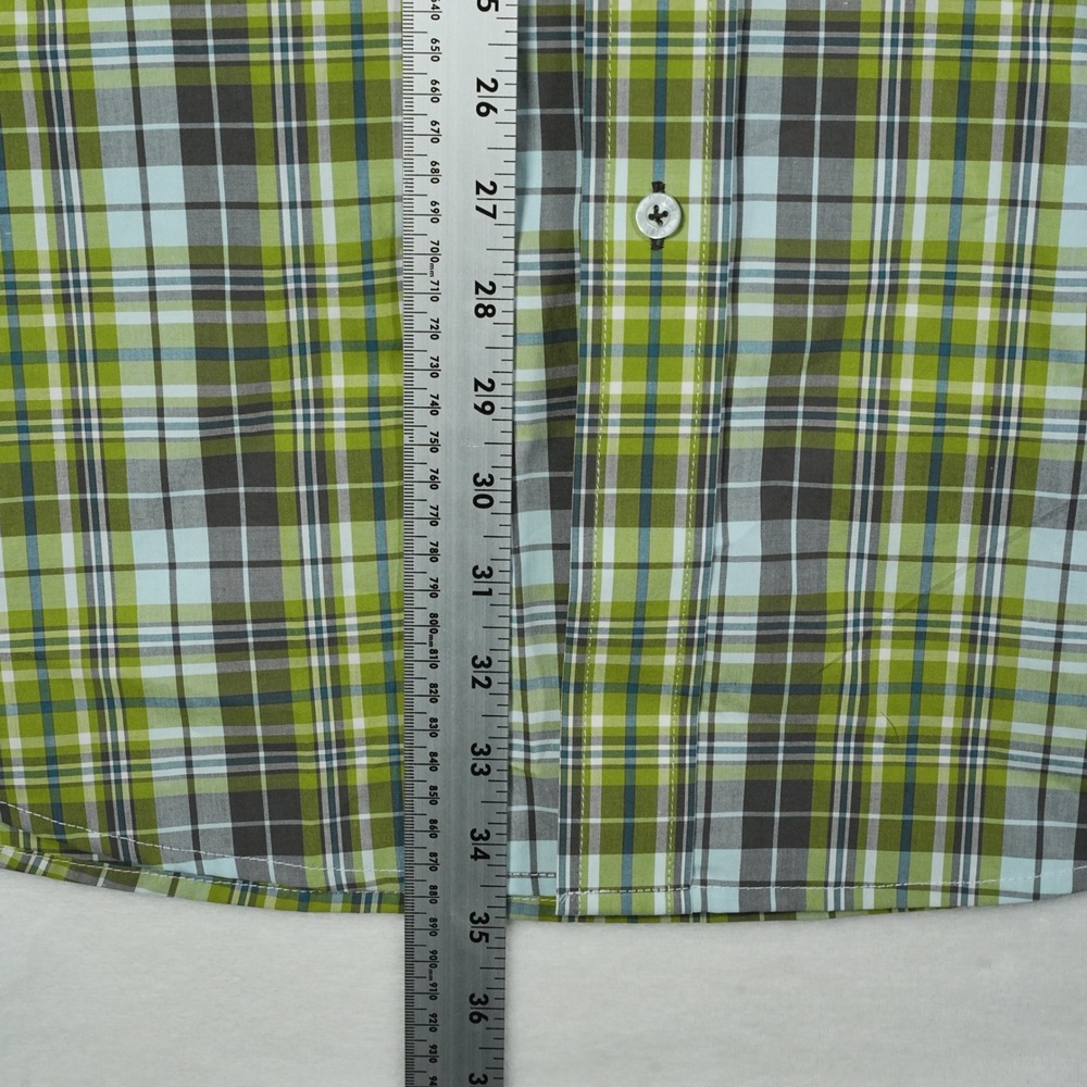 Cinch Mens XL Lime Green Blue Plaid Long Sleeve Button Down Shirt MTW1103481 NEW - Picture 7 of 8